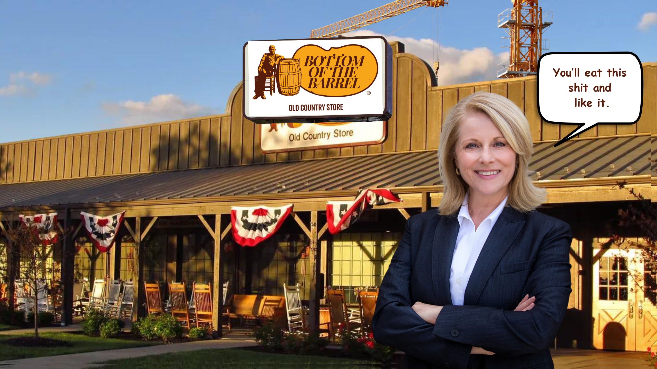 Cracker Barrel Rebrands to “Bottom of the Barrel,” Changes Nothing